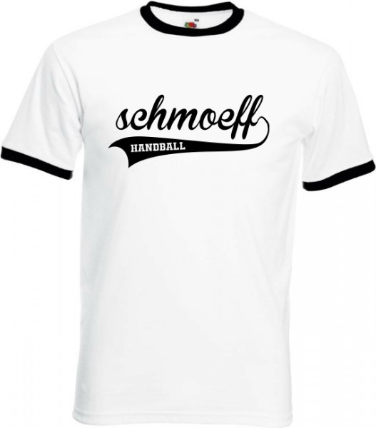 Ringer T-Shirt weiß/schwarz Unisex inkl. Druck
